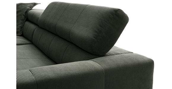 ECKSOFA Olivgrün Feincord  - Schwarz/Olivgrün, KONVENTIONELL, Textil/Metall (219/311cm) - Hom`in