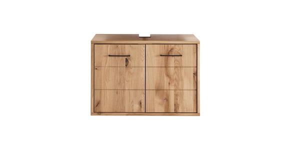 WASCHBECKENUNTERSCHRANK 70/60/40 cm  - Wildeiche/Schwarz, Basics, Holz/Metall (70/60/40cm) - Linea Natura