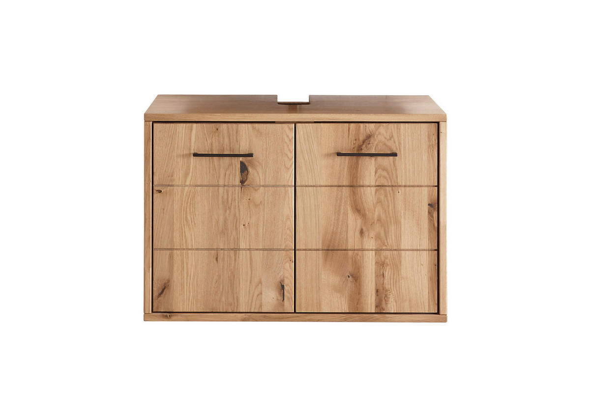 WASCHBECKENUNTERSCHRANK 70/60/40 cm  - Wildeiche/Schwarz, Basics, Holz/Metall (70/60/40cm) - Linea Natura