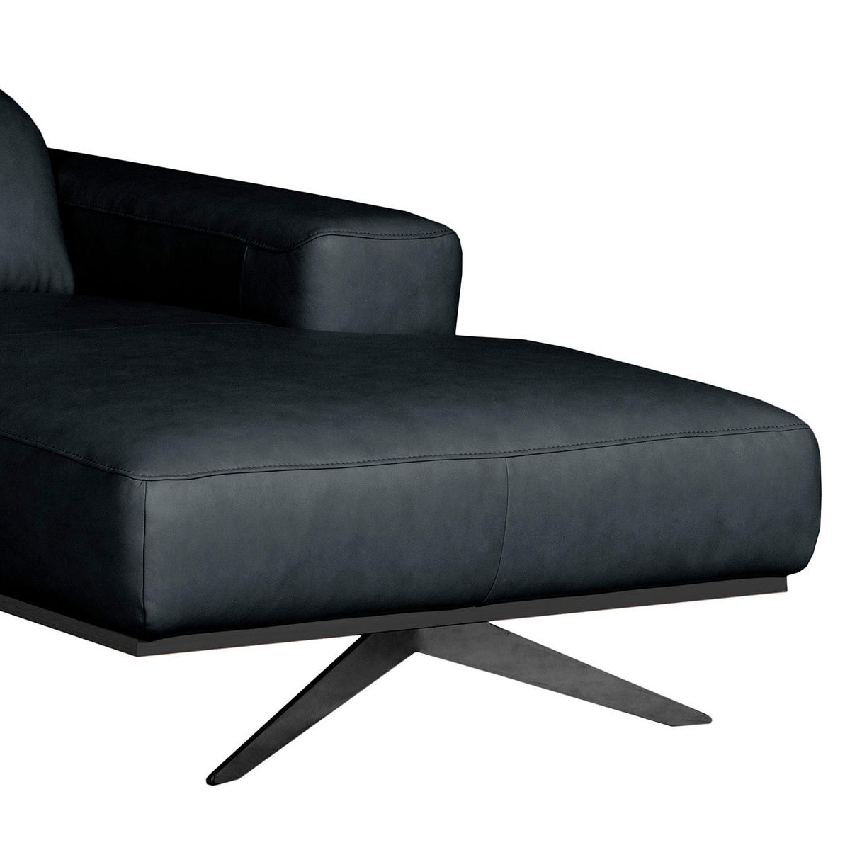 ECKSOFA  in Echtleder Blau  295/187 cm  - Blau/Schwarz, Design, Leder/Metall (295/187cm) - Livetastic