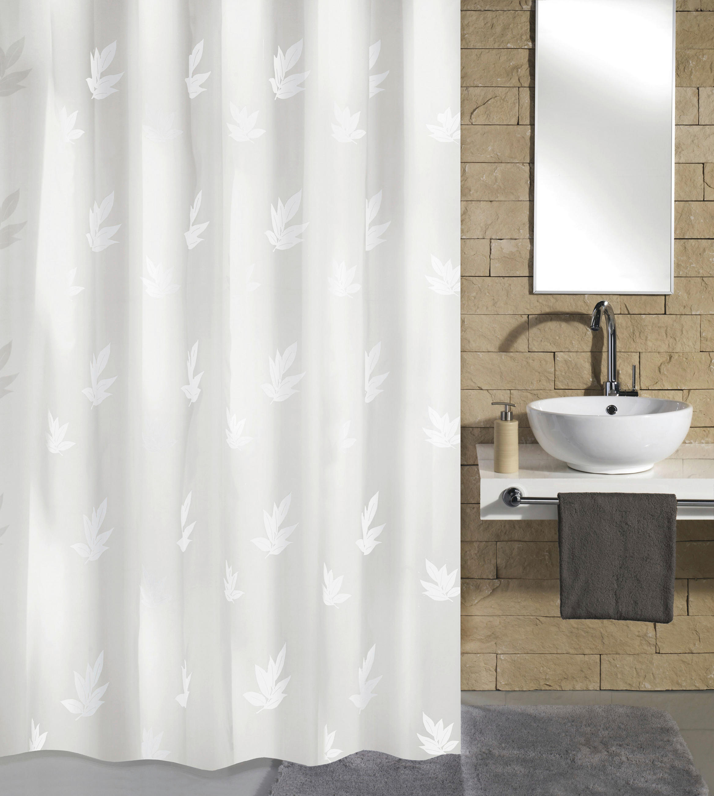 DUSCHVORHANG 180/200 cm  - Weiß, KONVENTIONELL, Textil (180/200cm) - Kleine Wolke