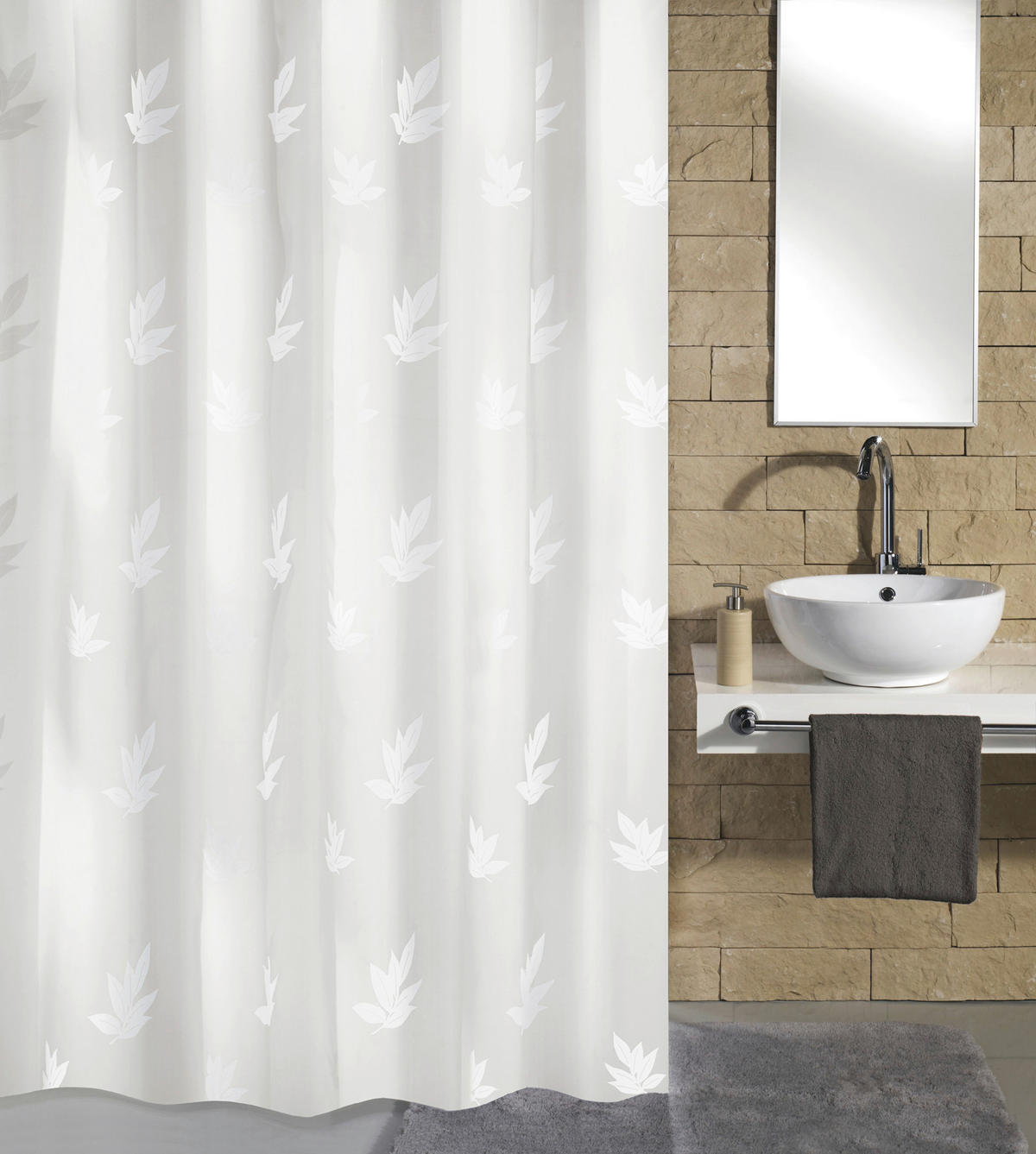 DUSCHVORHANG 180/200 cm  - Weiß, KONVENTIONELL, Textil (180/200cm) - Kleine Wolke