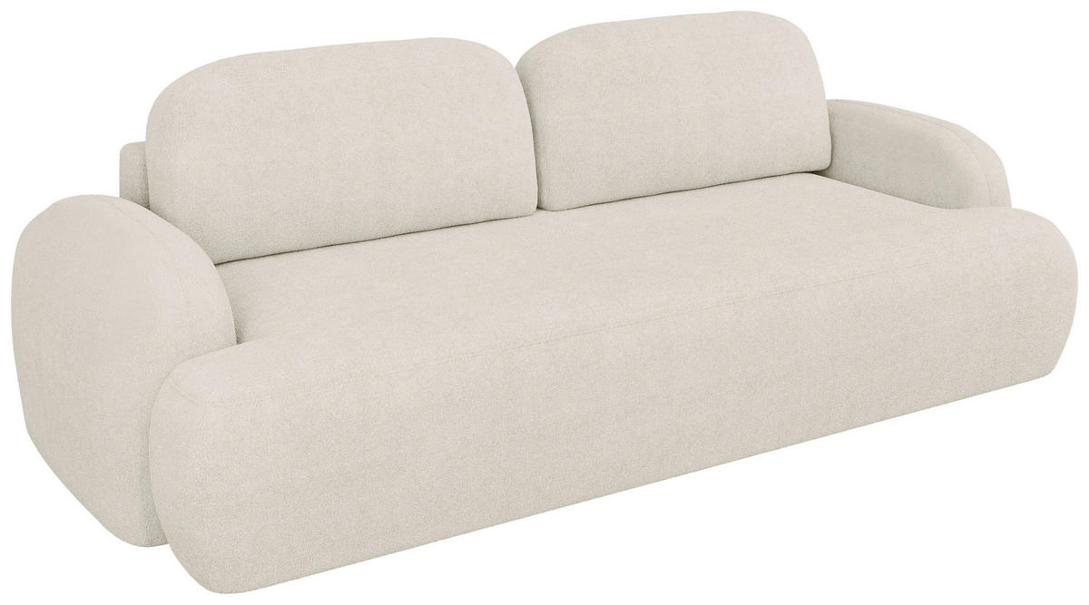 3-SITZER-SOFA Sevilla Plus Bouclé Creme  - Creme/Schwarz, Design, Kunststoff/Textil (256/93/120cm) - MID.YOU