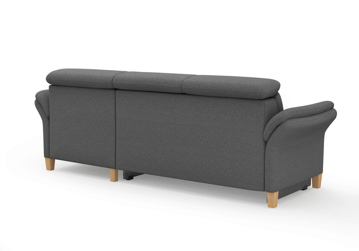 ECKSOFA GLENDALE E Dunkelgrau Flachgewebe  - Eichefarben/Dunkelgrau, KONVENTIONELL, Holz/Textil (253/166cm) - Sit & More