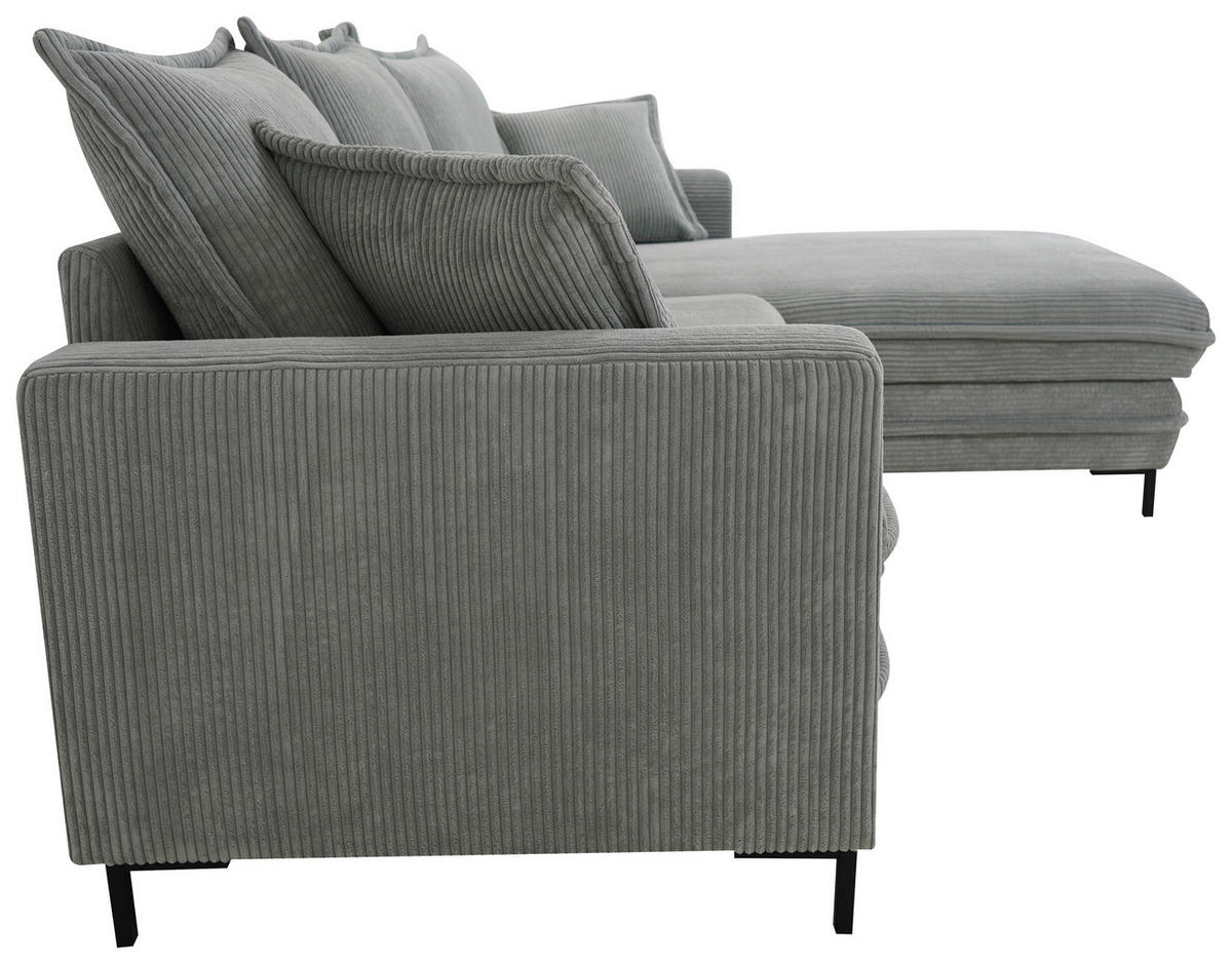 ECKSOFA  in Hellgrau  - Hellgrau/Schwarz, Design, Textil/Metall (272/174cm) - MID.YOU