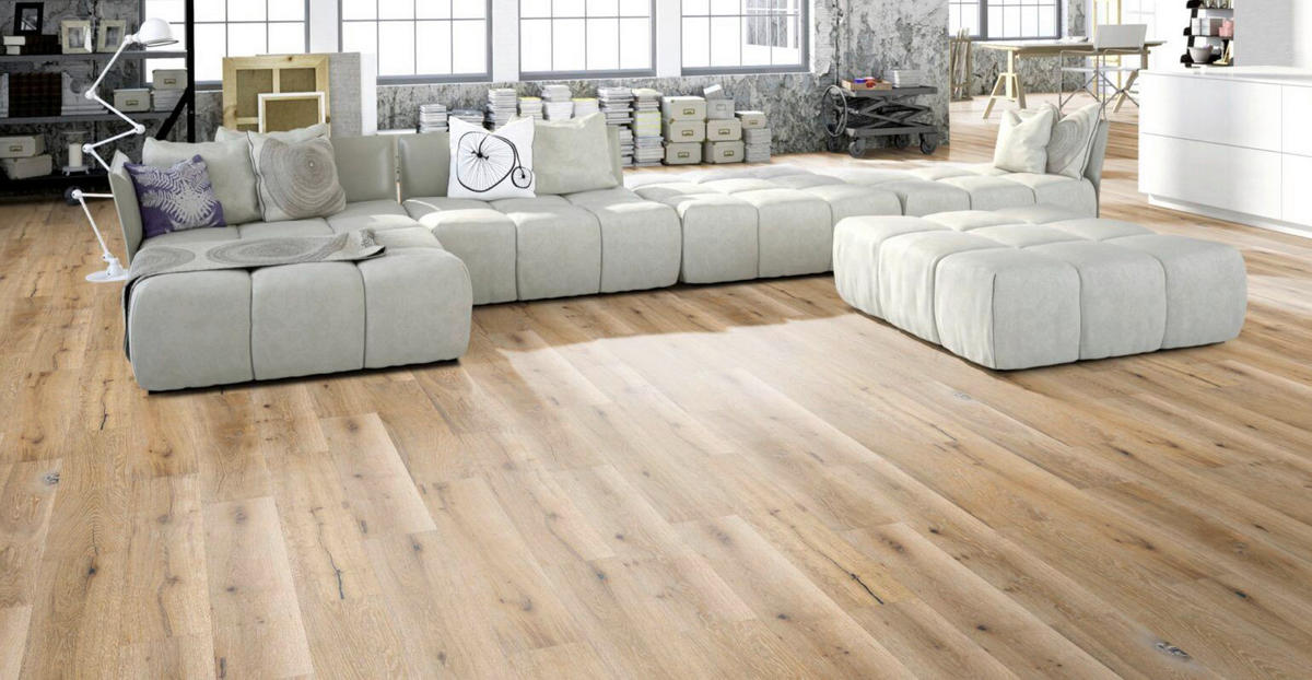 KORKBODEN KORK ECOPRINT EICHE BISQUE 1164X194X8,5mm  per  m² - Hellbraun, Basics, Naturmaterialien/Holz (116,4/19,4/0,85cm)