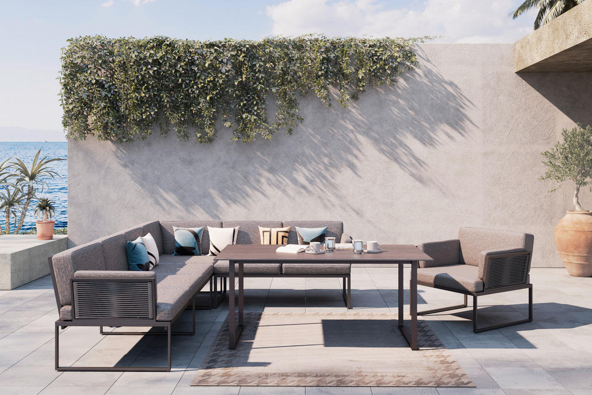 GARTENTISCH 158/90/68 cm Metall, Kunststoff rechteckig  - Anthrazit/Dunkelbraun, Design, Kunststoff/Metall (158/90/68cm) - Amatio