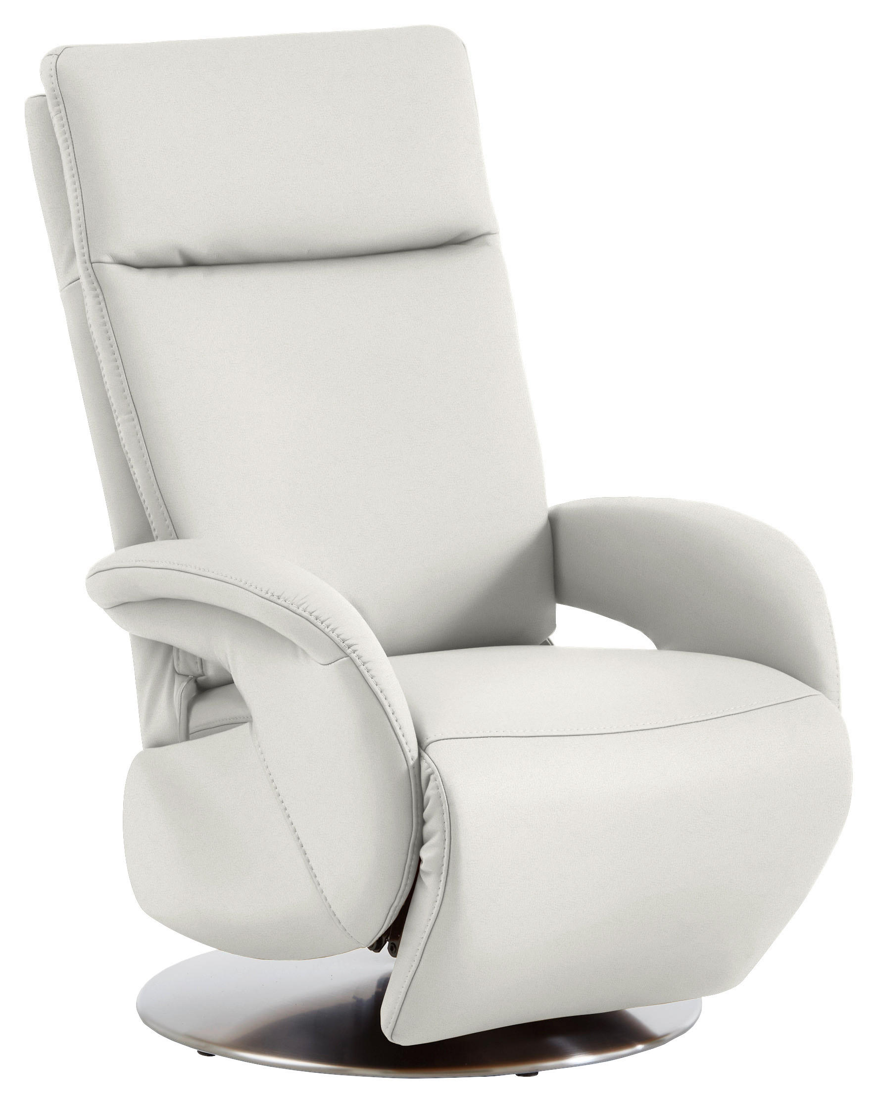 RELAXSESSEL in Leder Weiss  - Weiss/Edelstahlfarben, Design, Leder/Metall (70/108/80cm) - Cantus
