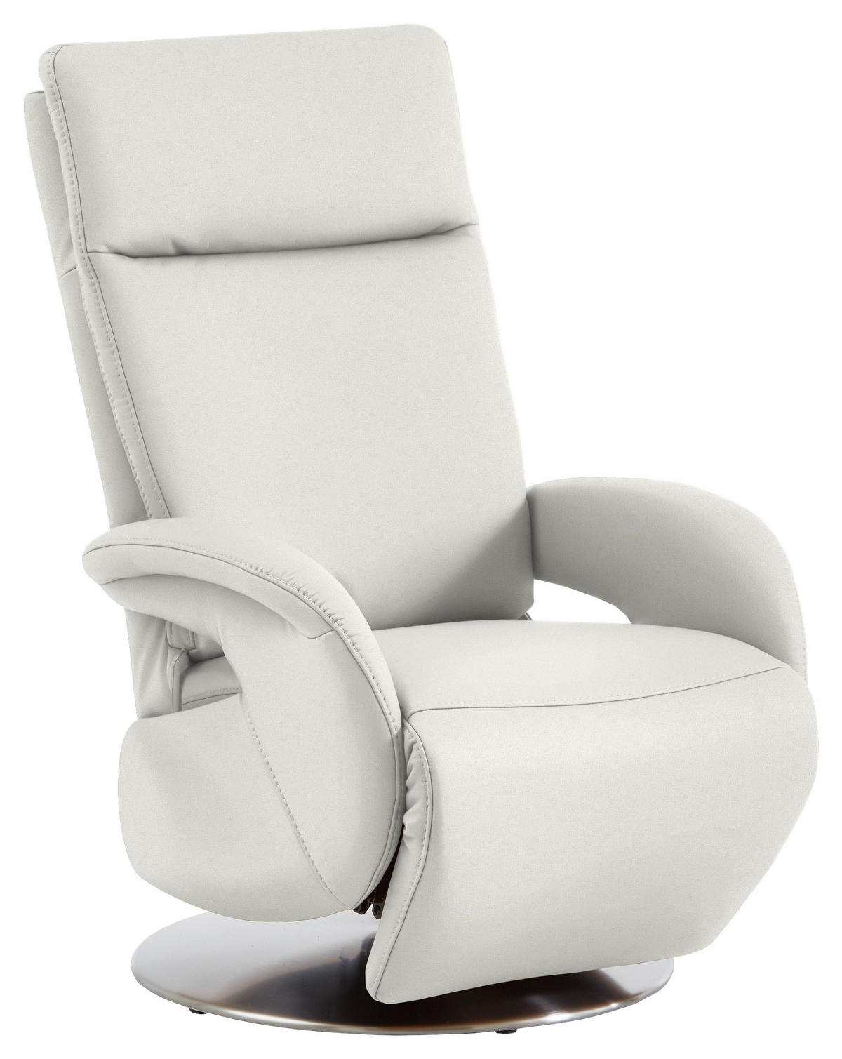 RELAXSESSEL in Leder Weiss  - Weiss/Edelstahlfarben, Design, Leder/Metall (70/108/80cm) - Cantus