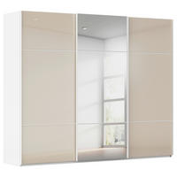 SCHWEBETÜRENSCHRANK in Grau, Weiss  - Weiss/Grau, Konventionell, Glas/Holzwerkstoff (271/223/68cm) - Novel