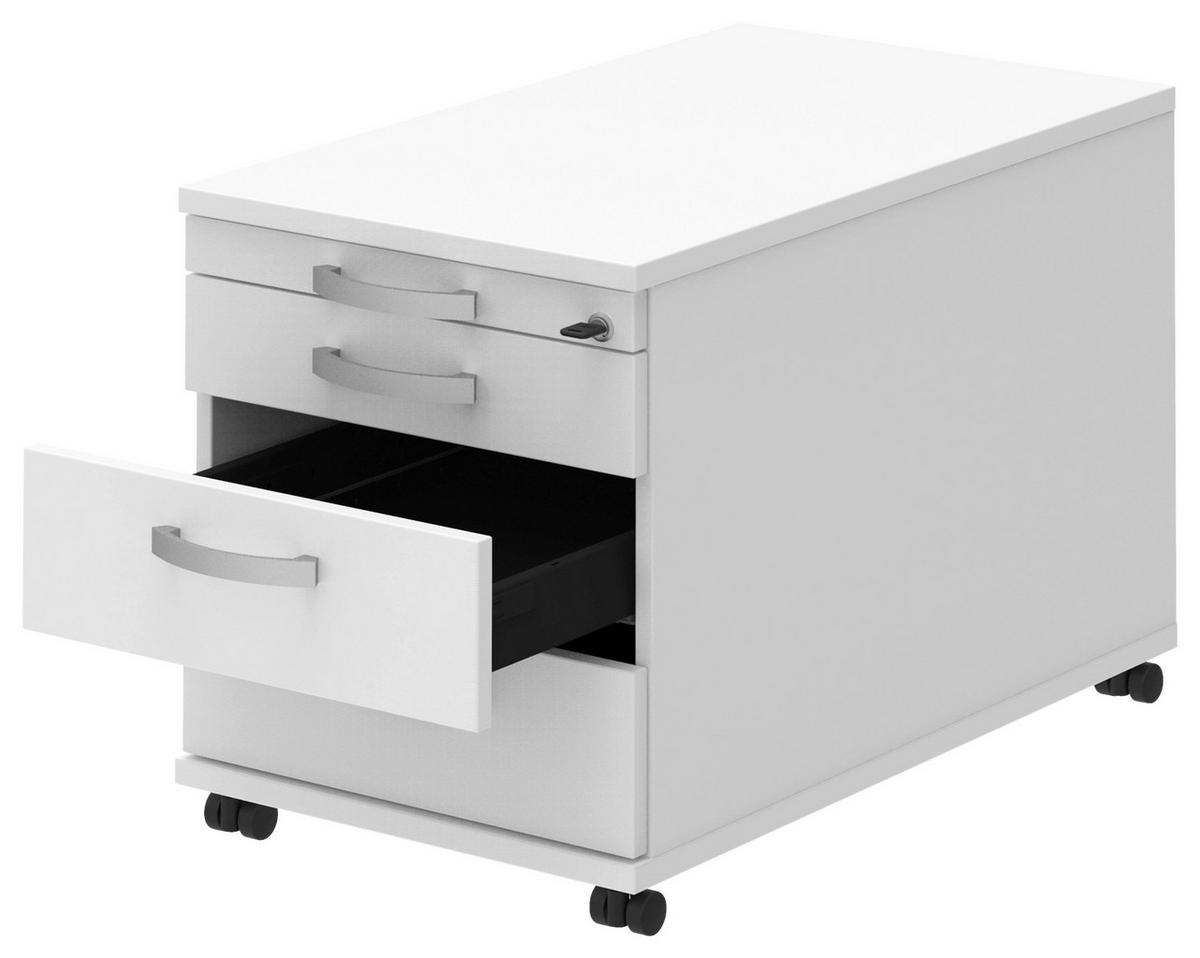 ROLLCONTAINER 42,7/54,4/80 cm  - Weiss/Alufarben, Konventionell, Holzwerkstoff/Metall (42,7/54,4/80cm) - Moderano