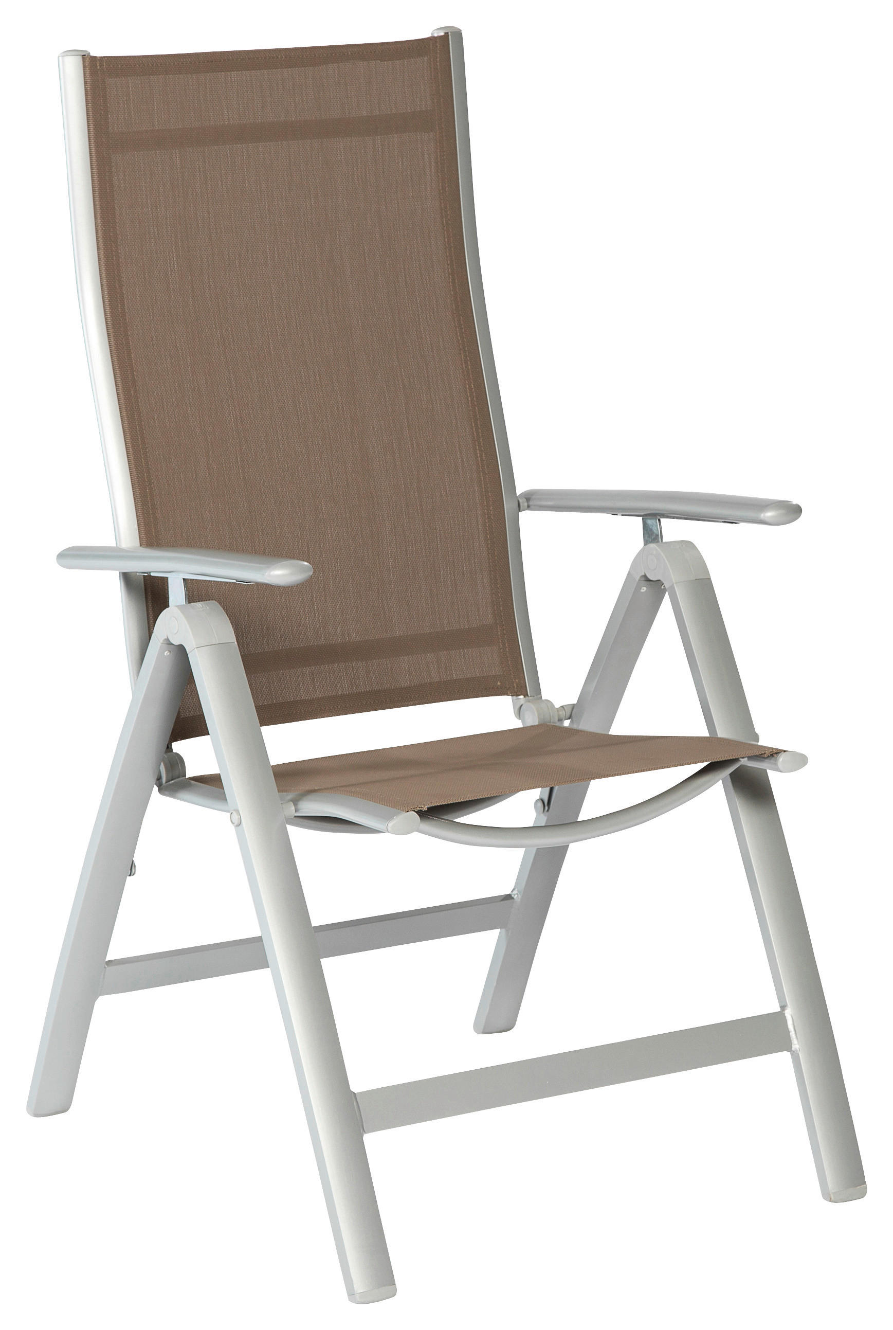 Gardenson Gartenklappsessel Silber, Taupe 60cm × 70cm × 108cm
