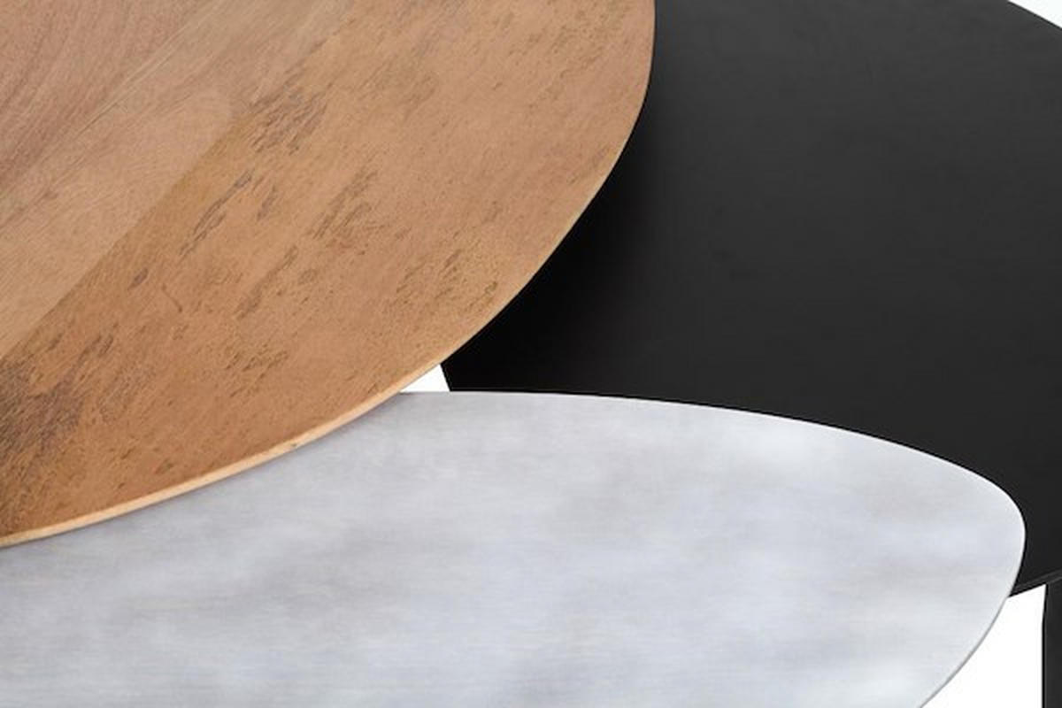 COUCHTISCH Mangoholz vollmassiv oval Multicolor  - Multicolor/Schwarz, Design, Holz (110/45/100cm) - Livetastic
