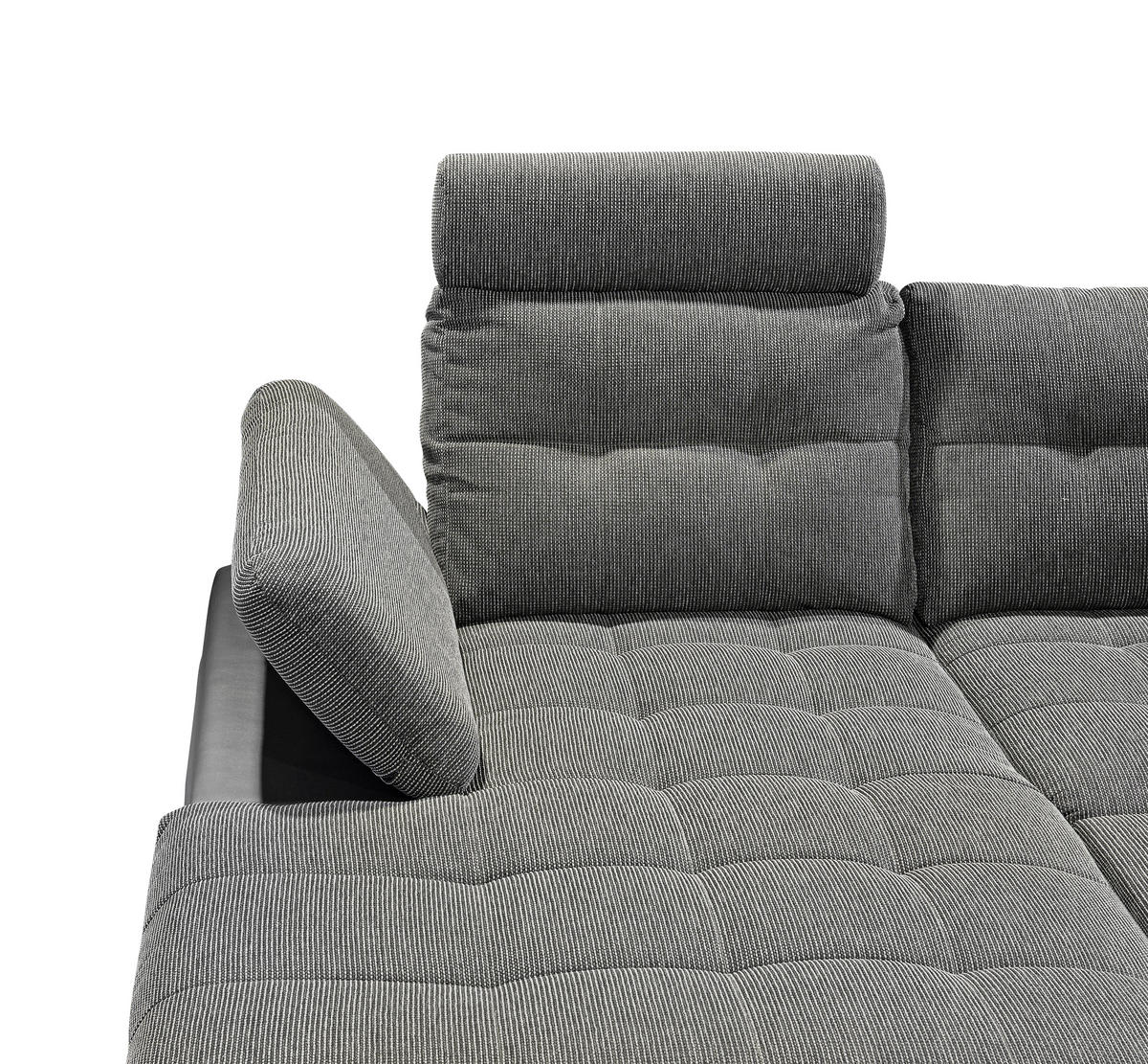 WOHNLANDSCHAFT Grau, Schwarz Webstoff  - Chromfarben/Schwarz, Design, Kunststoff/Textil (170/324/218cm) - MID.YOU