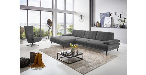 ECKSOFA in Chenille Grau  - Schwarz/Grau, Design, Textil/Metall (180/310cm) - Dieter Knoll