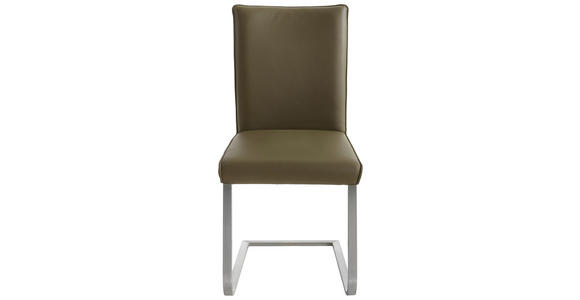 SCHWINGSTUHL  in Edelstahl Echtleder pigmentiert  - Edelstahlfarben/Grün, Design, Leder/Metall (47/99/62cm) - Moderano