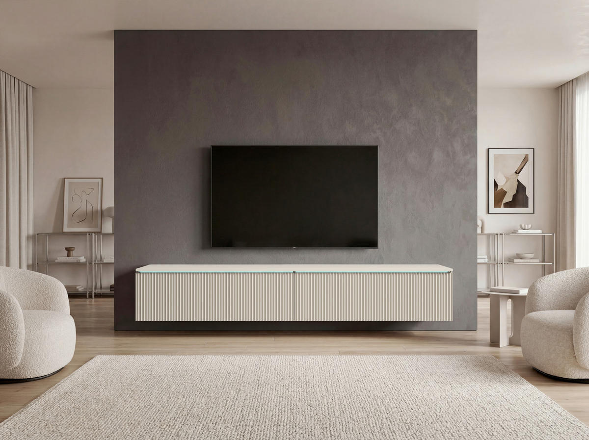 TV-SZEKRÉNY 180/30/33 cm  - bézs/kasmírszínű, Design, műanyag/faalapú anyag (180/30/33cm) - P & B