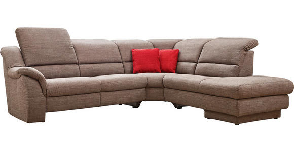 WOHNLANDSCHAFT in Textil Braun - Chromfarben/Braun, KONVENTIONELL, Kunststoff/Textil (275/245cm) - Cantus