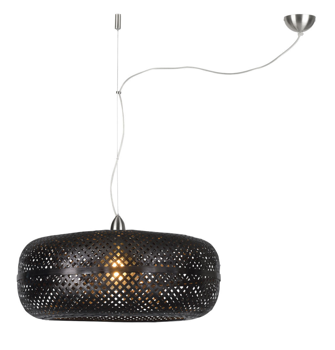 HÄNGELEUCHTE 63/378 cm  - Chromfarben/Schwarz, Design, Naturmaterialien/Kunststoff (63/378cm) - Good & Mojo
