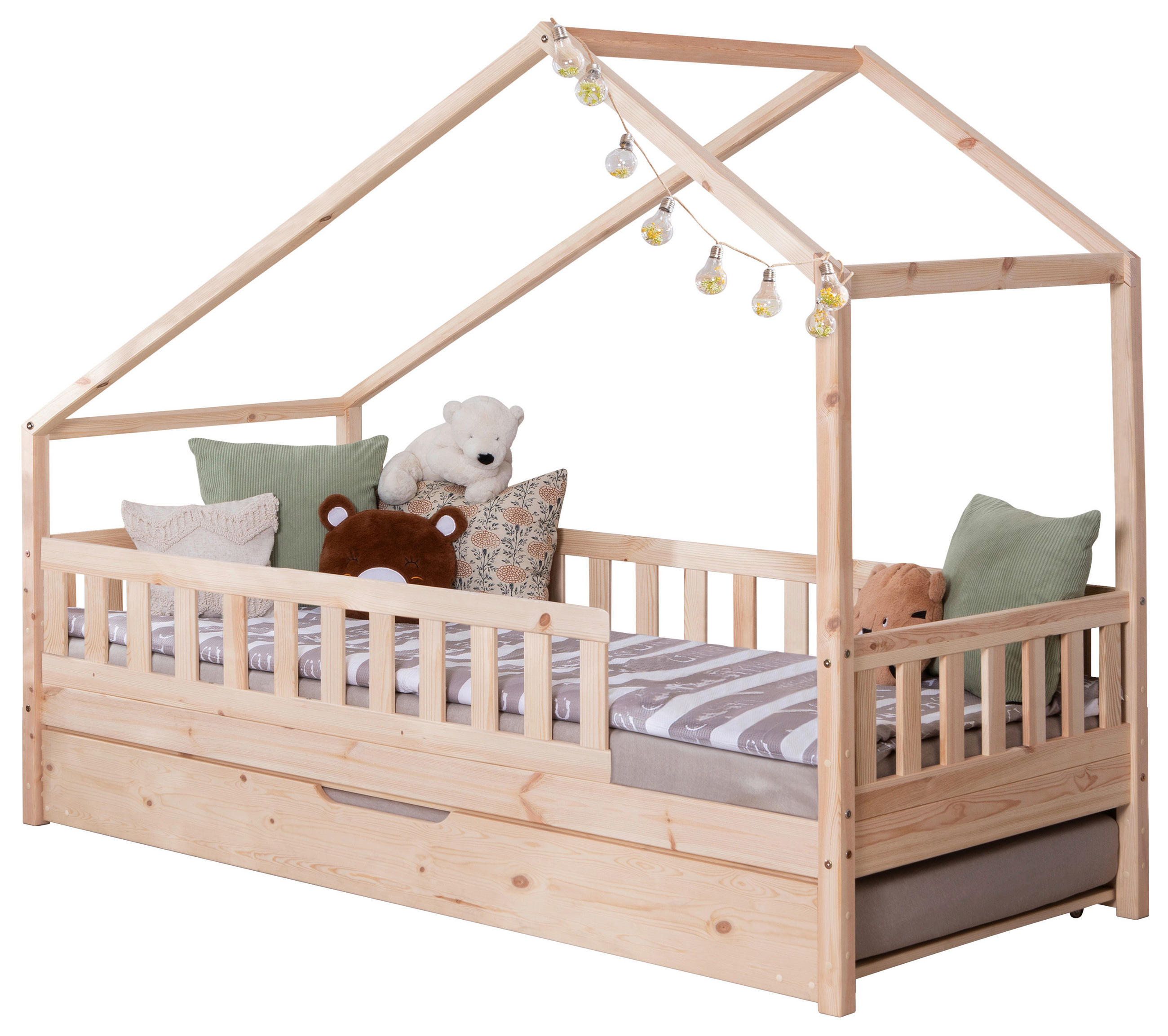 MID.YOU DĚTSKÁ POSTEL SE STŘÍŠKOU, 90/200 cm, přírodní barvy