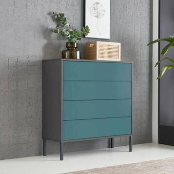 KOMMODE Mailand Typ 3 + MF  in 79/86/33 cm  - Anthrazit/Petrol, MODERN, Holzwerkstoff/Metall (79/86/33cm) - MID.YOU