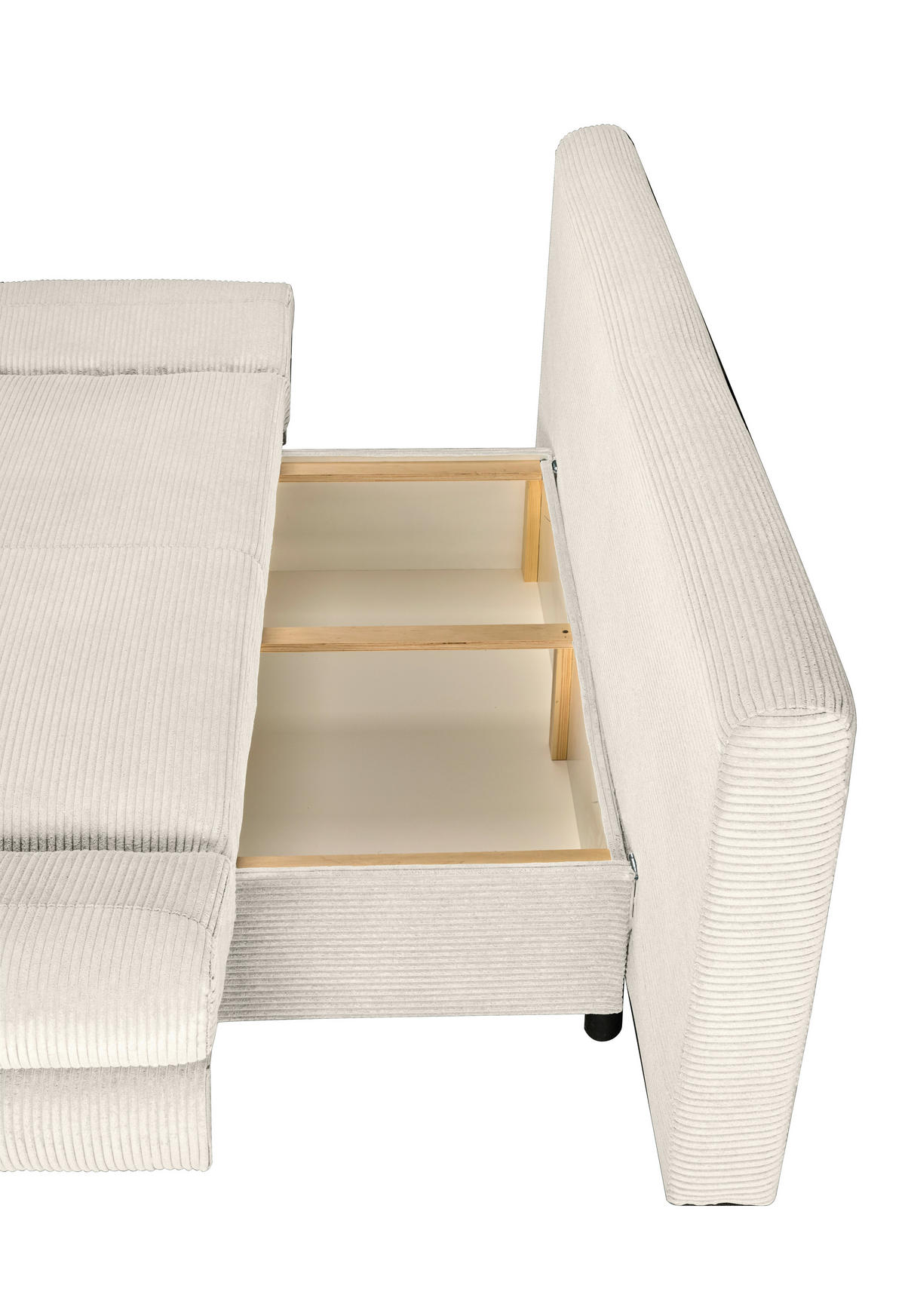 SCHLAFSOFA  mit Schlafen auf Sitzhöhe, haustierfreundlicher Bezug Cord Beige  - Beige/Buchefarben, KONVENTIONELL, Holz/Textil (200/75/85cm) - Carryhome