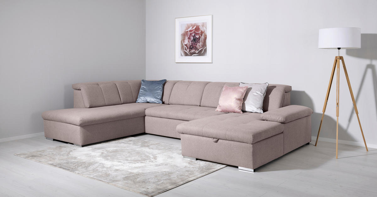WOHNLANDSCHAFT - Taupe/Grau, Design, Textil/Metall (215/328/173cm) - MID.YOU