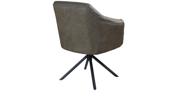 ARMLEHNSTUHL  Sitzfläche 360° drehbar, automatische Rückholfunktion  Echtleder  Braun  - Schwarz/Braun, Design, Leder/Metall (70/89/65,5cm) - Novel