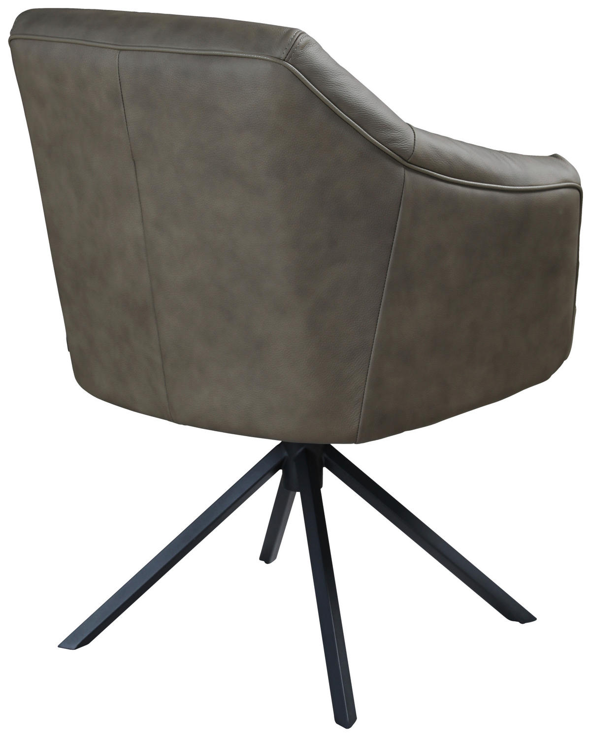 ARMLEHNSTUHL  Sitzfläche 360° drehbar, automatische Rückholfunktion  Echtleder  Braun  - Schwarz/Braun, Design, Leder/Metall (70/89/65,5cm) - Novel