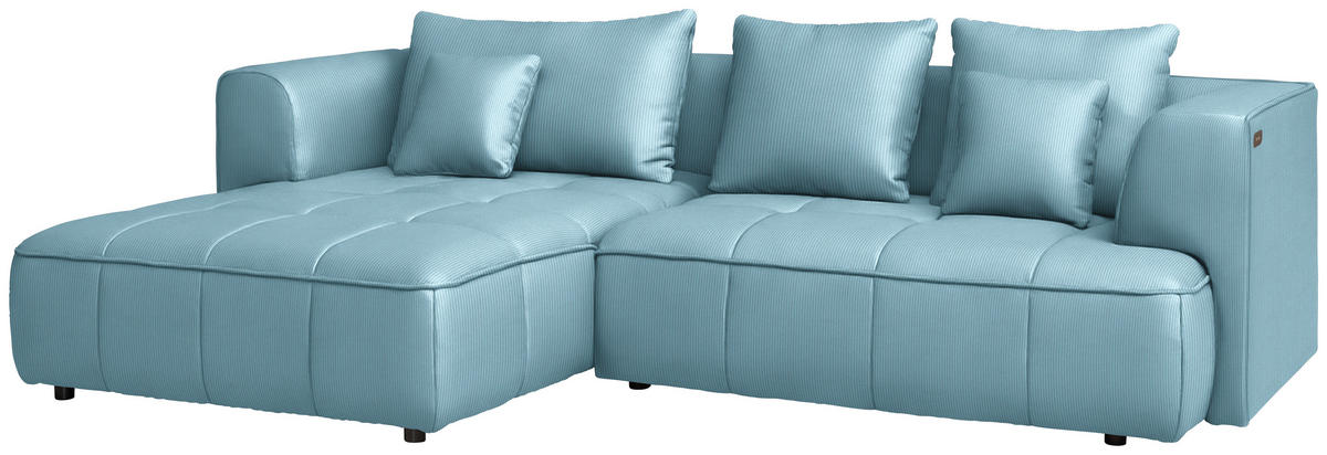 ECKSOFA  in Feincord Hellblau  188/288 cm  - Schwarz/Hellblau, Design, Kunststoff/Textil (188/288cm) - Welnova