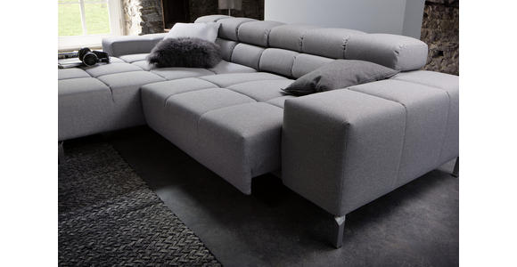 ECKSOFA Grau Flachgewebe  - Grau, Design, Textil/Metall (178/280cm) - Hom`in