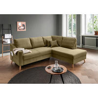 ECKSOFA Valentina in Cord Olivgrün  - Naturfarben/Olivgrün, MODERN, Holz/Textil (230/200cm) - Livetastic