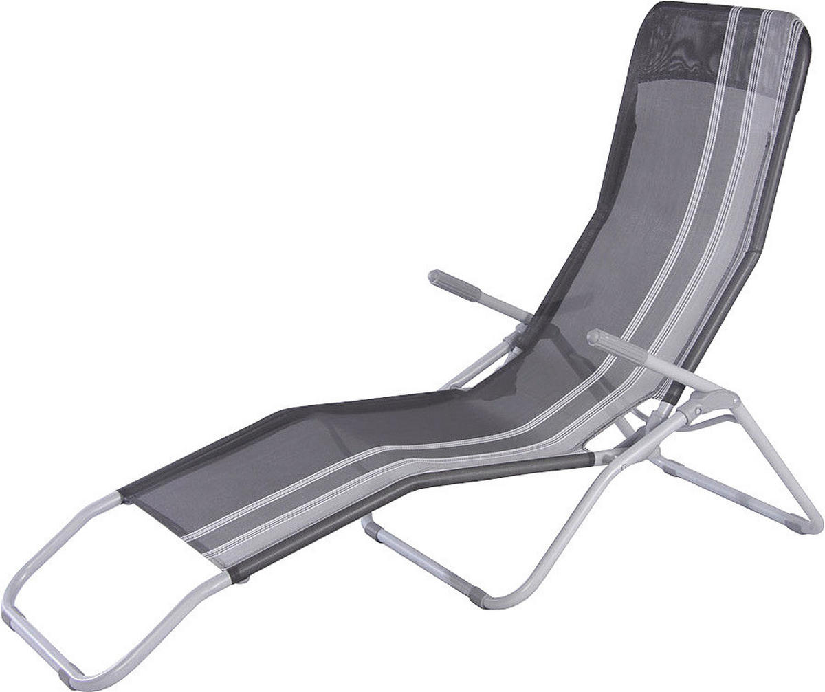 LEŽALJKA VRTNA  siva, srebrne boje, bijela  metal, tekstil      - bijela/siva, Basics, metal/tekstil (60/101/145cm) - Ambia Garden