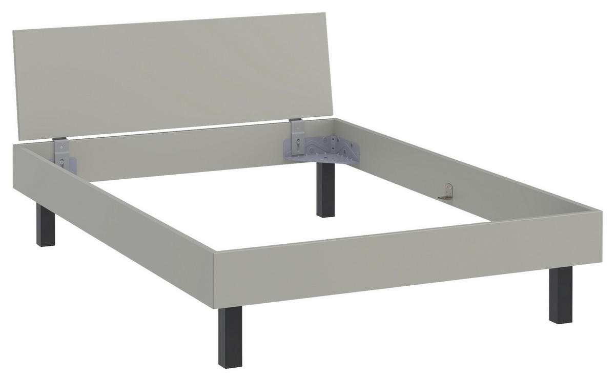 BETT 140/200 cm  in Hellgrau  - Hellgrau/Schwarz, Design, Holzwerkstoff/Metall (140/200cm) - Xora