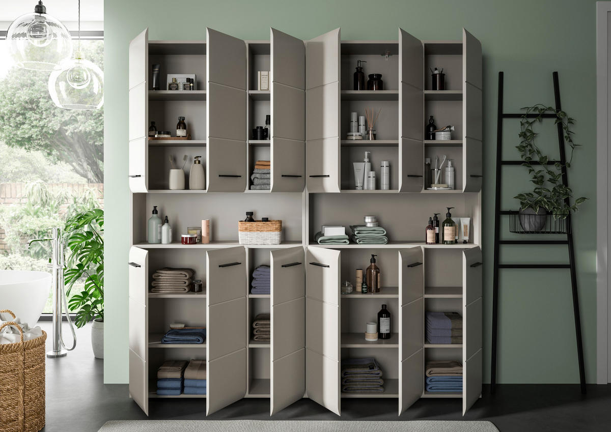 BADEZIMMER 2-teilig  in 180 cm  - Kaschmir/Schwarz, Trend, Holzwerkstoff/Kunststoff (180cm) - MID.YOU