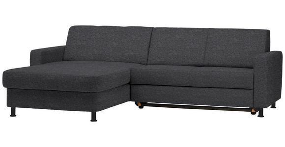 ECKSOFA in Webstoff Dunkelgrau  165/257 cm  - Dunkelgrau/Schwarz, Design, Kunststoff/Textil (165/257cm) - Xora