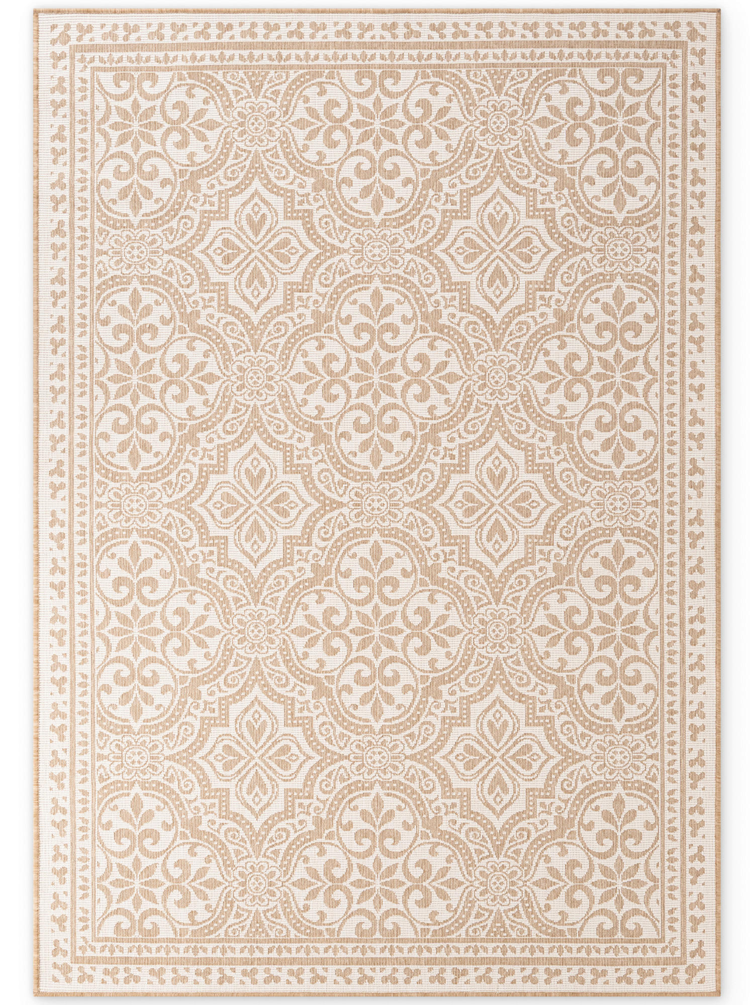 OUTDOORTEPPICH für Terrasse und Balkon 160/230 cm Duet Weiß, Sandfarben  - Sandfarben/Weiß, Design, Kunststoff (160/230cm) - Hanse Home