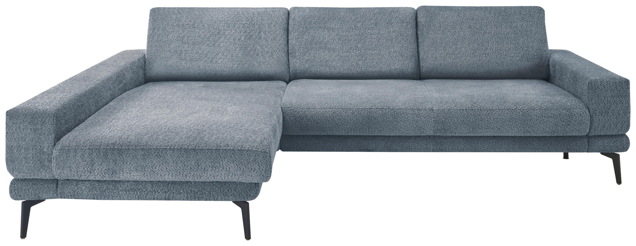 ECKSOFA Blau Chenille  - Blau/Schwarz, KONVENTIONELL, Textil/Metall (184/294cm) - SetOne by Musterring