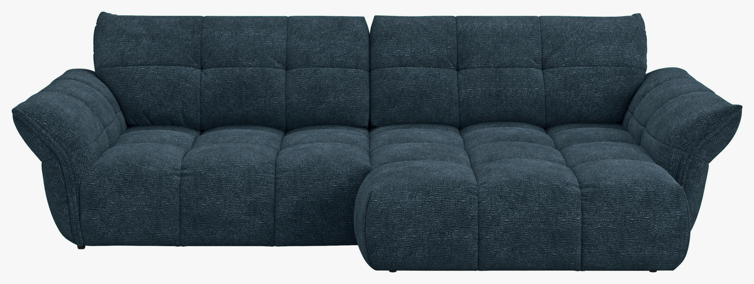 ECKSOFA Dunkelblau Chenille Rücken echt  - Schwarz/Dunkelblau, Design, Kunststoff/Textil (312/177cm) - Welnova