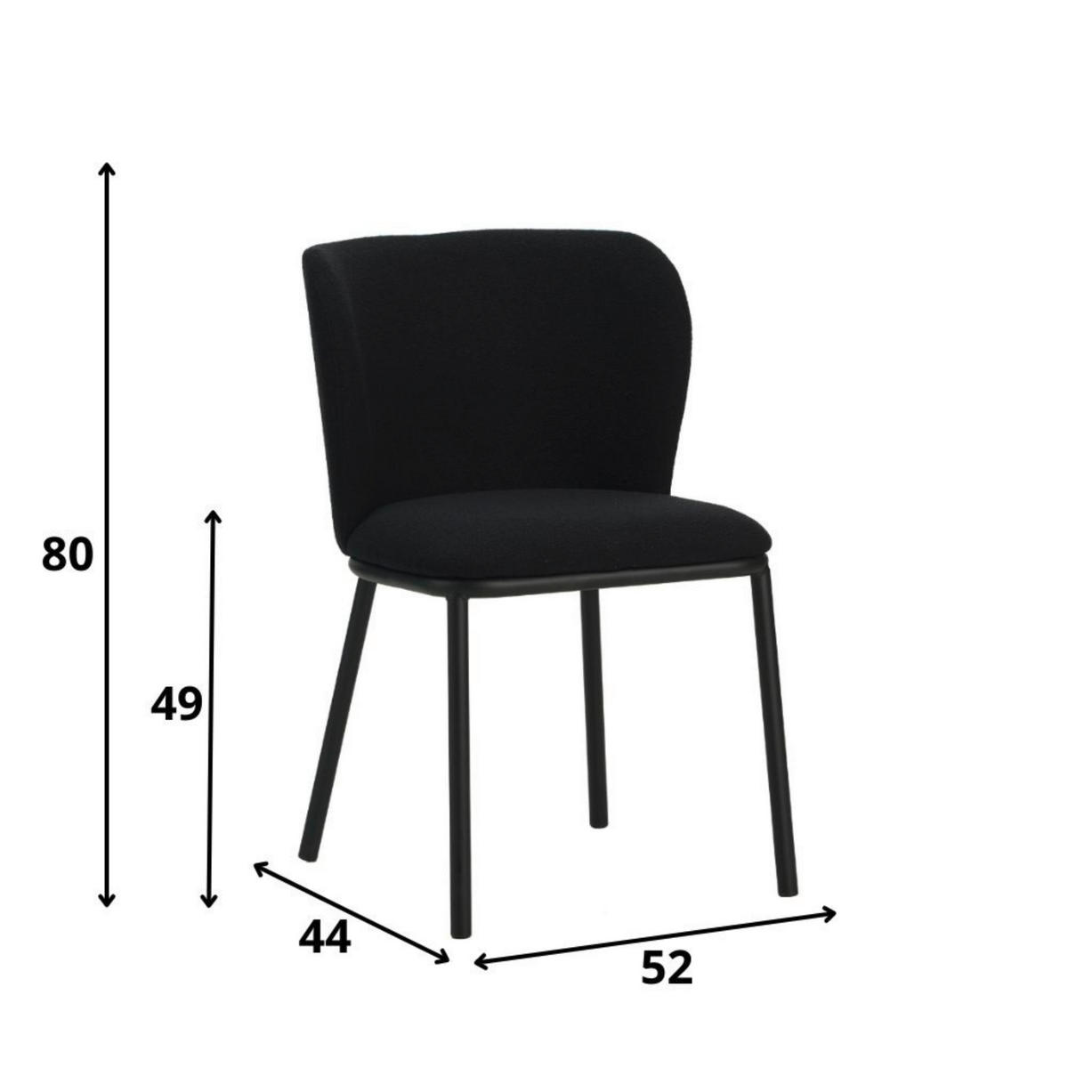 STUHL-SET 2 Stück  in Webstoff  - Schwarz, MODERN, Textil/Metall (52/80/44cm) - MID.YOU