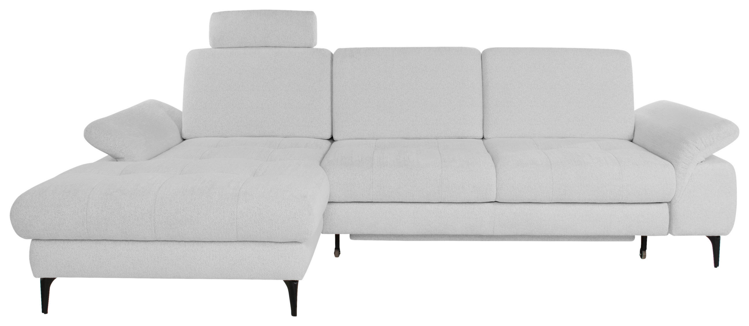 ECKSOFA ALMA in Chenille Hellgrau  191/285 cm  - Hellgrau/Schwarz, Design, Textil/Metall (191/285cm) - Livetastic