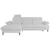 ECKSOFA ALMA in Chenille Hellgrau  191/285 cm  - Hellgrau/Schwarz, Design, Textil/Metall (191/285cm) - Livetastic