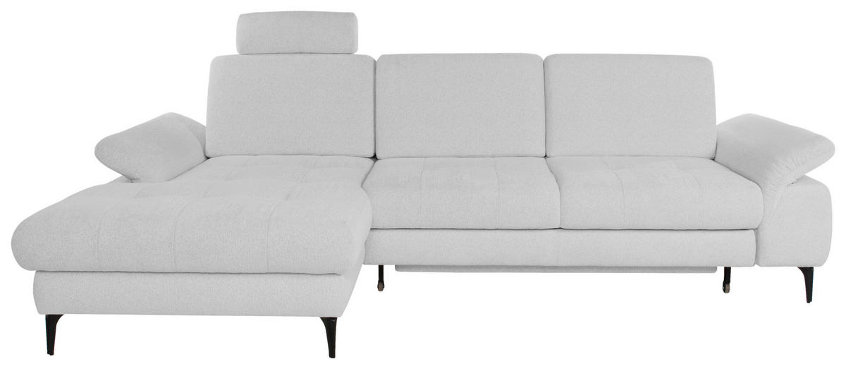 ECKSOFA ALMA in Chenille Hellgrau  191/285 cm  - Hellgrau/Schwarz, Design, Textil/Metall (191/285cm) - Livetastic