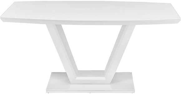 ESSTISCH 160-210/90/76 cm Nachbildung  Glas, Holzwerkstoff ausziehbar bootsförmig Weiß, Weiß Hochglanz  - Weiß Hochglanz/Weiß, Design, Glas/Holzwerkstoff (160-210/90/76cm) - Carryhome