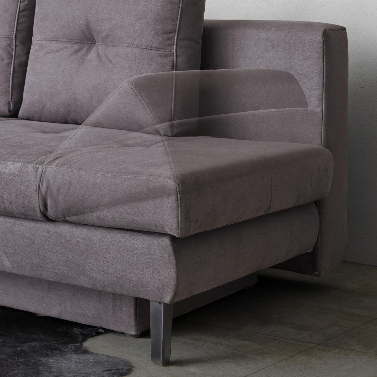 SCHLAFSOFA in Flachgewebe Dunkelgrau  - Dunkelgrau/Schwarz, Design, Textil/Metall (200/85/90cm) - Novel