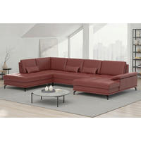 SEDACÍ SOUPRAVA, kůže, červenohnědá - černá/červenohnědá, Basics, kov/textil (223/363/176cm) - Sit & More