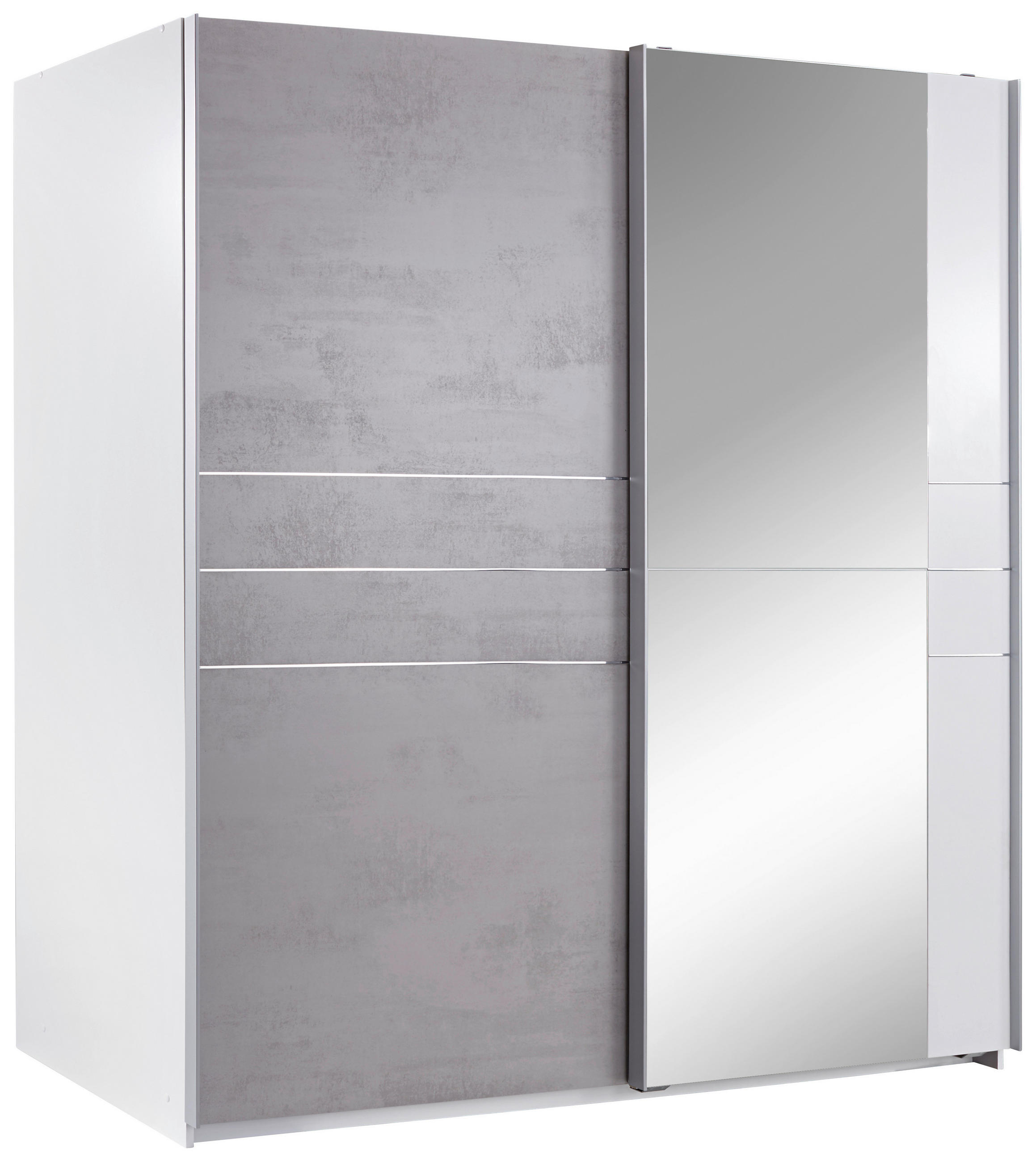 SCHIEBETÜRENSCHRANK 180/198/64 cm 2-türig Grau, Weiß  - Alufarben/Weiß, MODERN, Glas/Holzwerkstoff (180/198/64cm) - MID.YOU