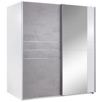 SCHIEBETÜRENSCHRANK 180/198/64 cm 2-türig Grau, Weiß  - Alufarben/Weiß, MODERN, Glas/Holzwerkstoff (180/198/64cm) - MID.YOU