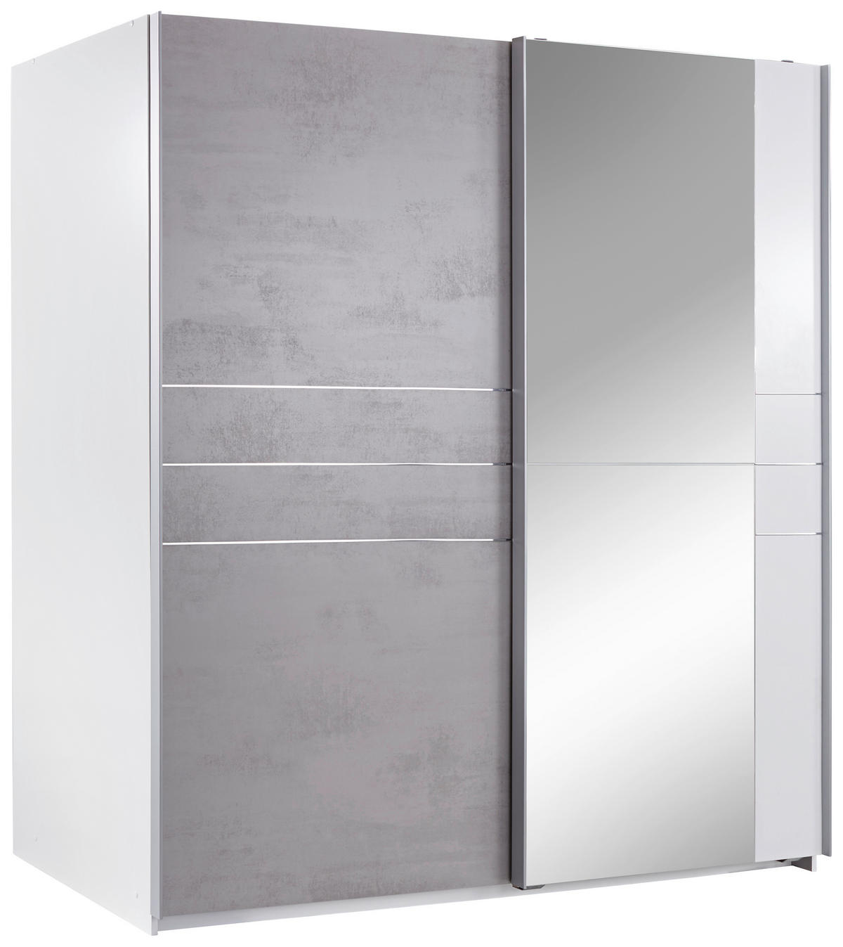 SCHIEBETÜRENSCHRANK 180/198/64 cm 2-türig Grau, Weiß  - Alufarben/Weiß, MODERN, Glas/Holzwerkstoff (180/198/64cm) - MID.YOU