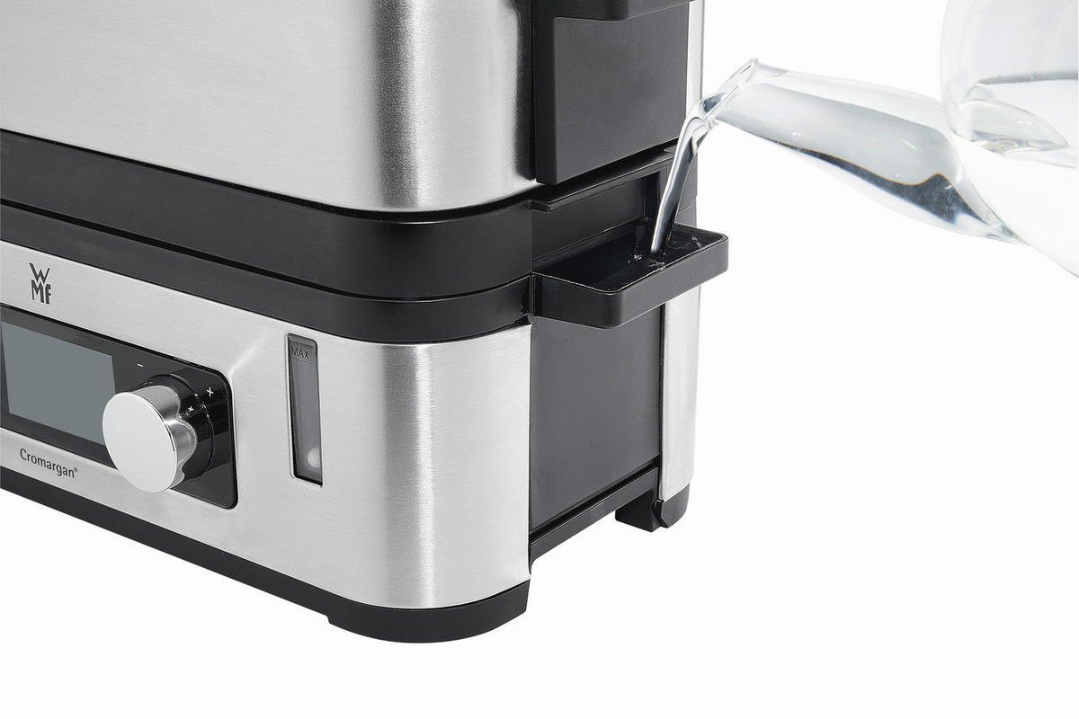 DAMPFGARER  KÜCHENminis  - Edelstahlfarben/Schwarz, Design, Glas/Kunststoff (28/14/27,5cm) - WMF